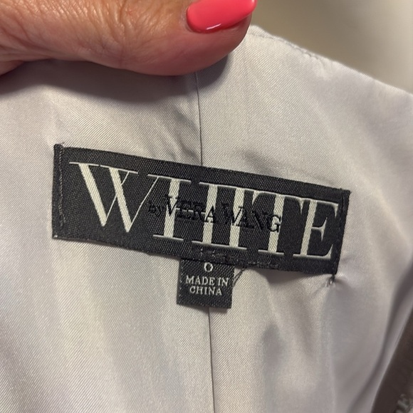 White label Vera Wang Strapless peplum Silver Gown bridesmaid formal wedding 0 - Picture 10 of 15